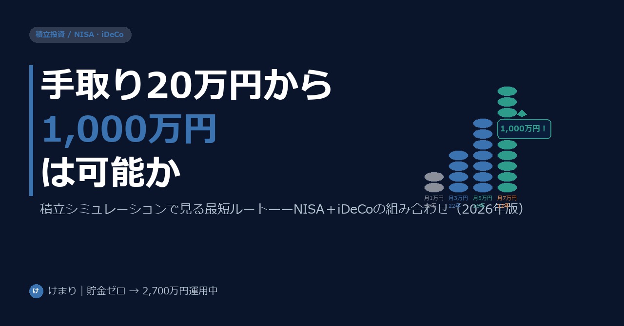 手取り20万円から資産1,000万円は本当に可能か——積立シミュレーションで見る最短ルート(2026年版)