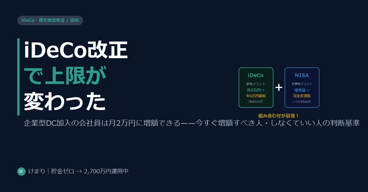 iDeCo2024年改正で会社員の上限が変わった——今すぐ増額すべき人・しなくていい人の見極め方